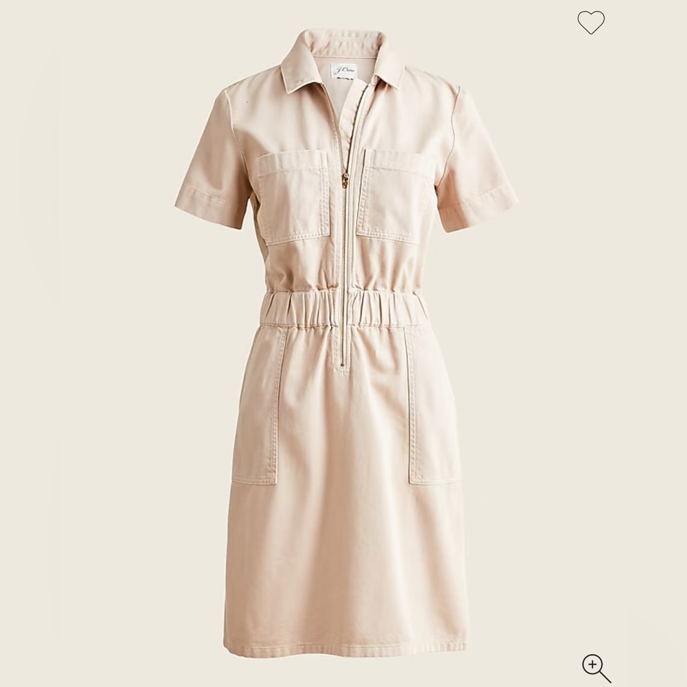 NWT J Crew Zip Front Chino Utility Dress Beechwood size 4